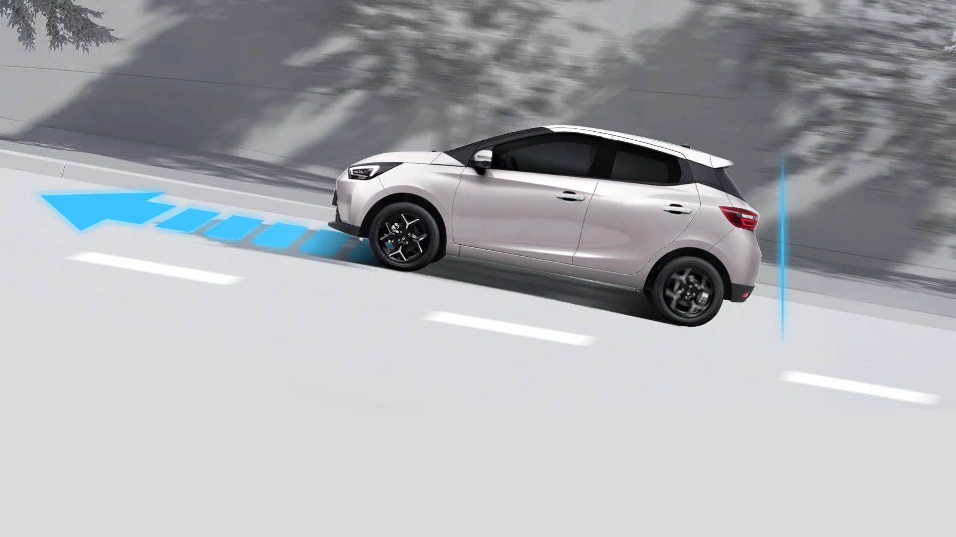 JMEV EV3 parking and hill-control illustration on a slope
